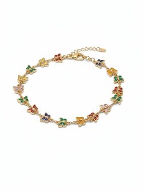 18K Gold Dipped Butterfly Multicolor Crystal Anklet/Bracelet